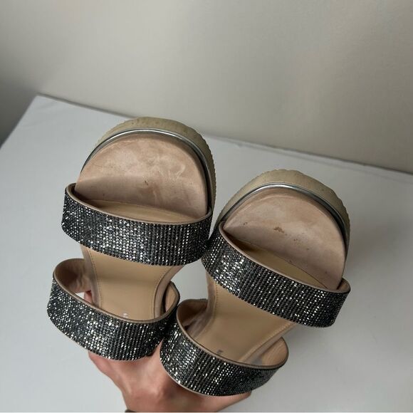 Antonio Melani silver & tan rhinestone bedazzled Slip-On Sandals 10 - Picture 12 of 12